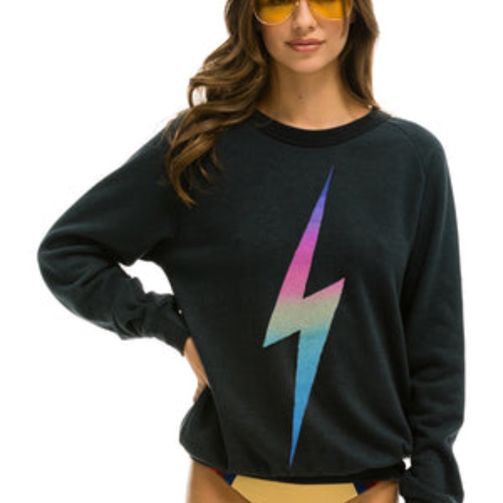 Aviator Nation light weight bolt crew sweatshirt